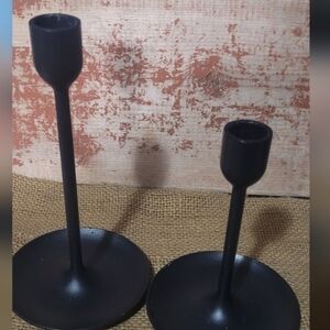 Ikea Black Set Of 2 Candlestick Holders 6" & 8"